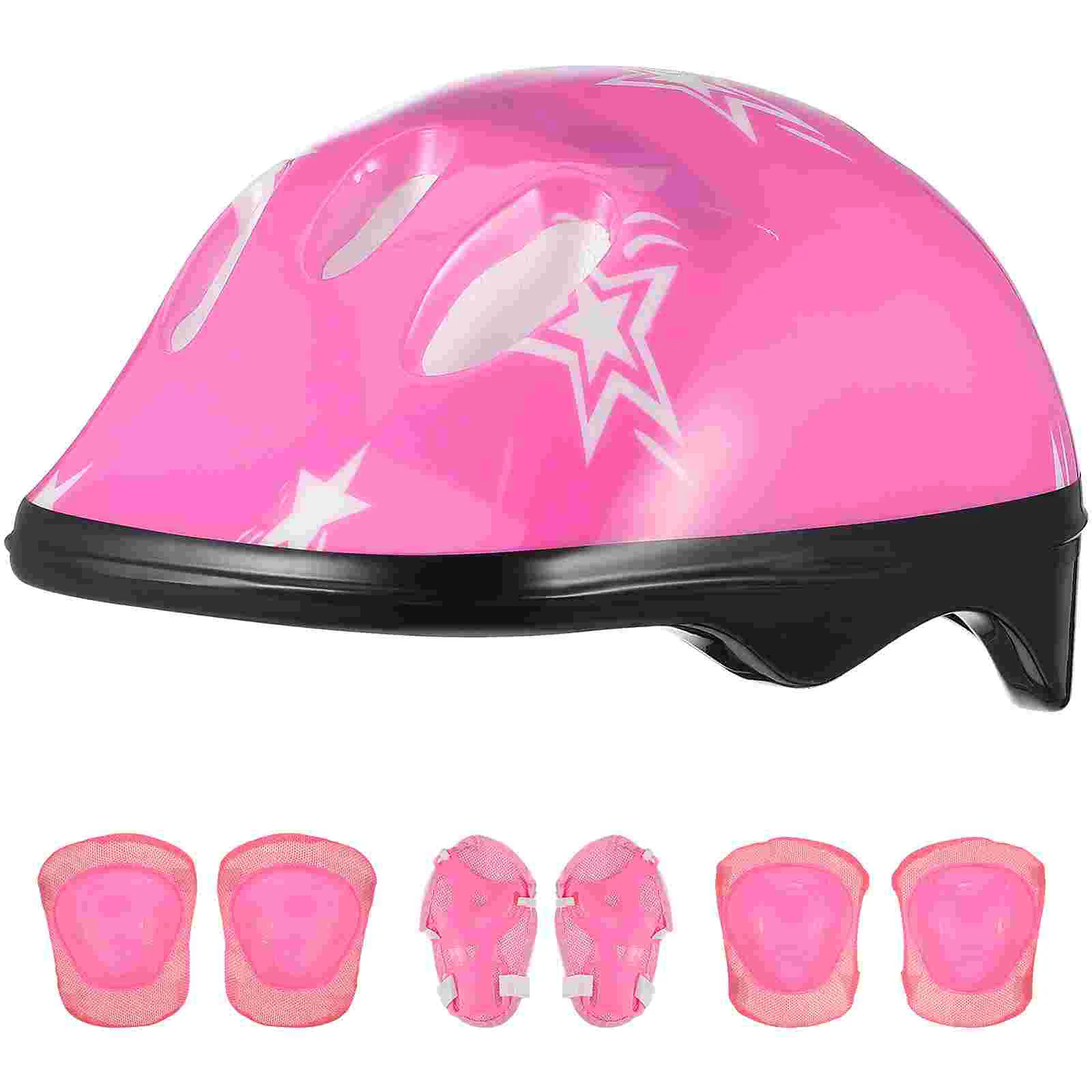 7 Pcs Knee Brace for Kids Pads Elbow and Riding Gear Skateboard Youth Pink Girl Child