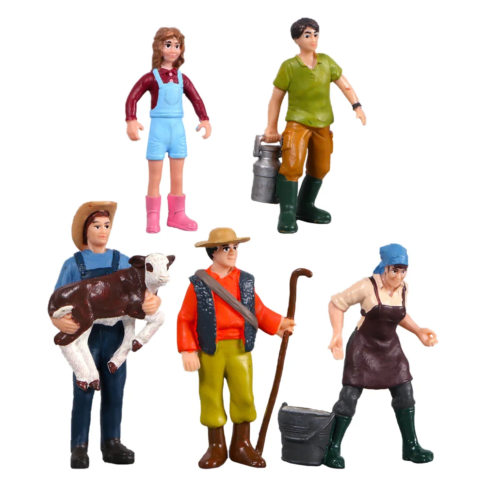 

5 PCS Figurines Construction Figures Model Character Layout Props Christmas Scale