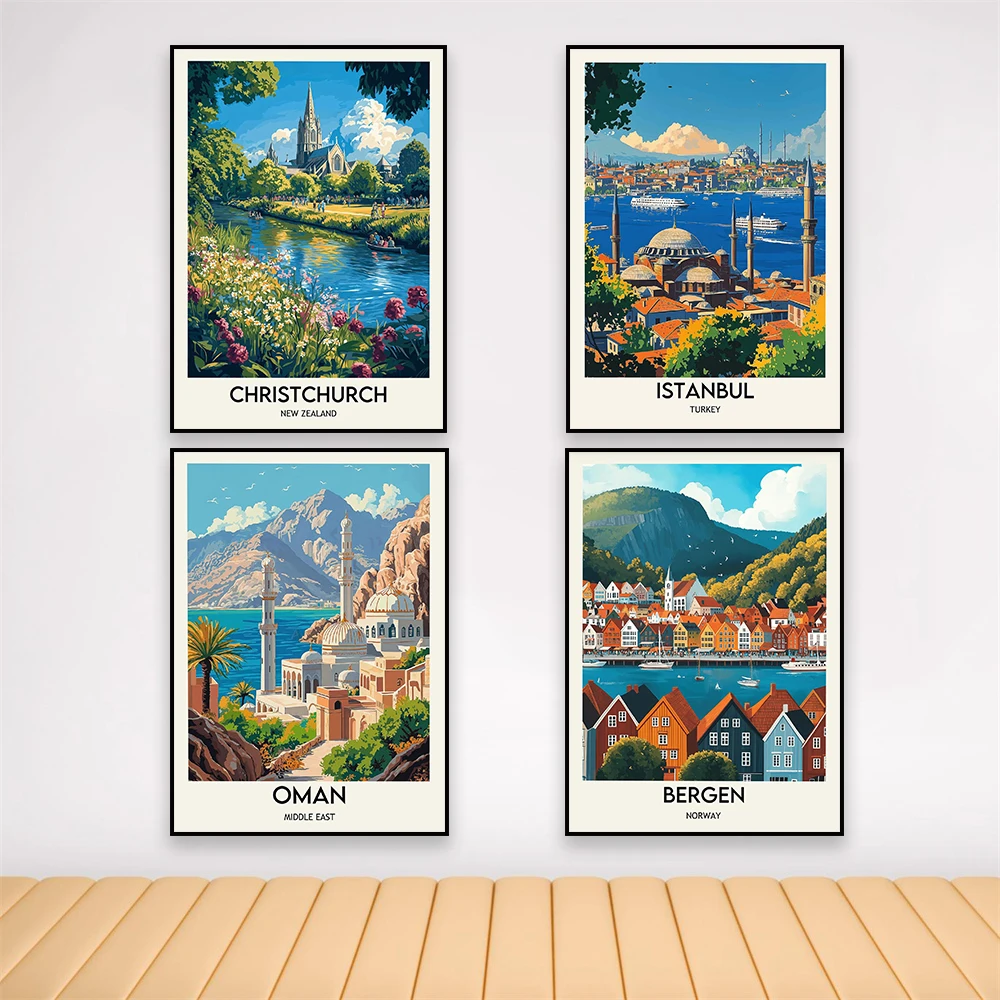 اسطنبول الجدار ملصق فني غروب الشمس جدار ديكور السفر جدار الفن يطبع تركيا جدار الفن الحديث الحد الأدنى سيتي سكيب قماش يطبع #1