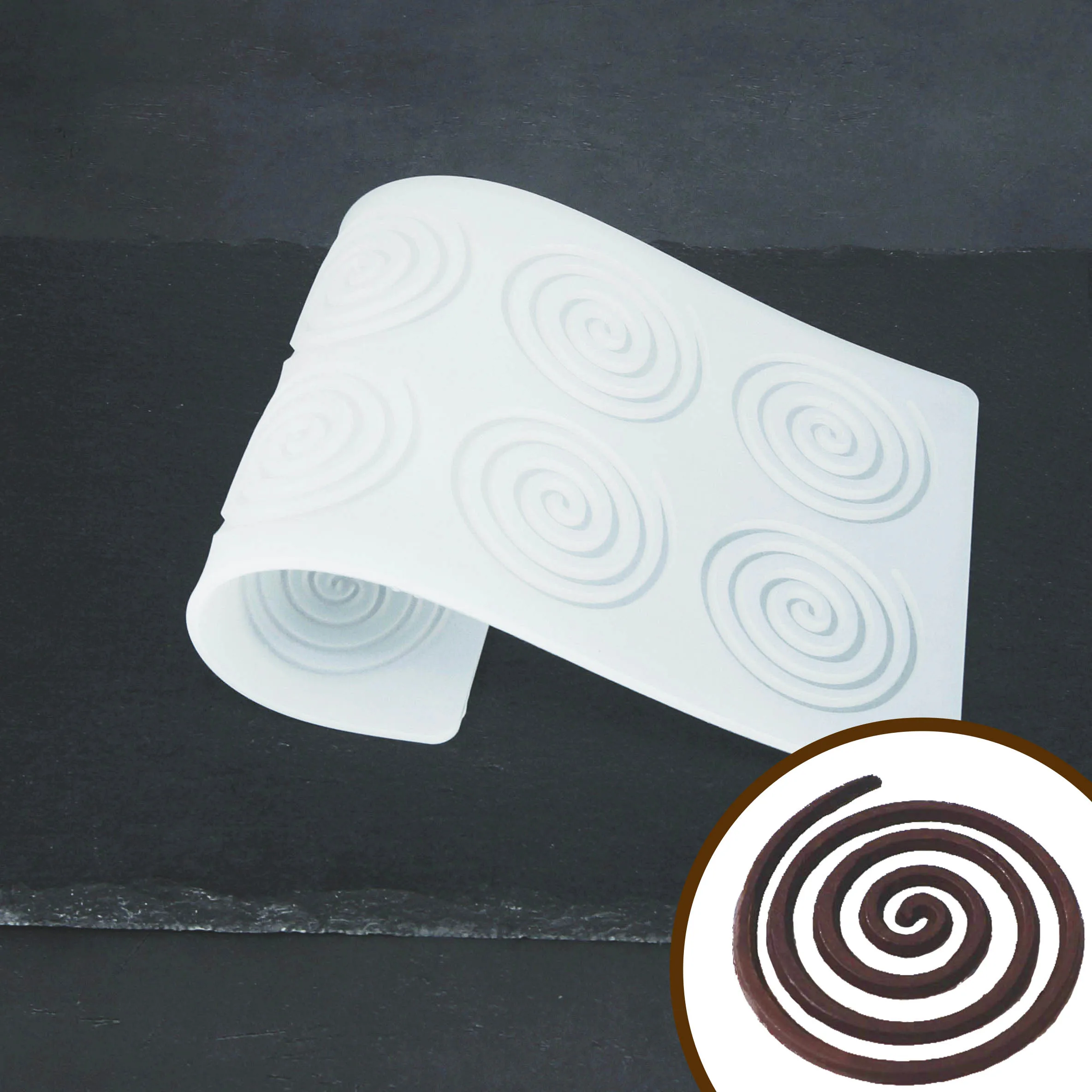 Molde de silicona con forma de espiral para decoración de tartas, utensilios para hornear, Chocolate, plantilla Mol