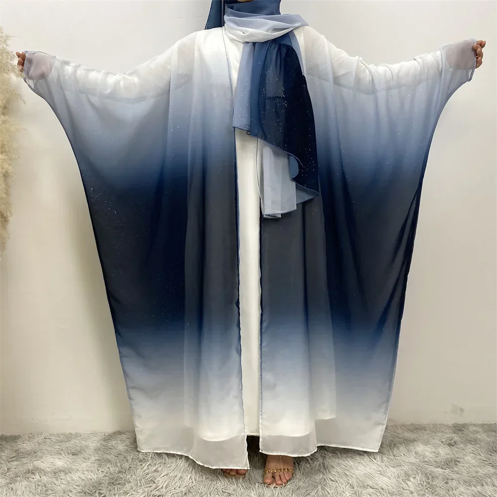 Khimar Chiffon Kimono Musulmano Hijab Abito Modesto Abaya Dubai Set di Lusso Turchia Islam Abaya Per Le Donne Caftano Robe Femme Musulmane