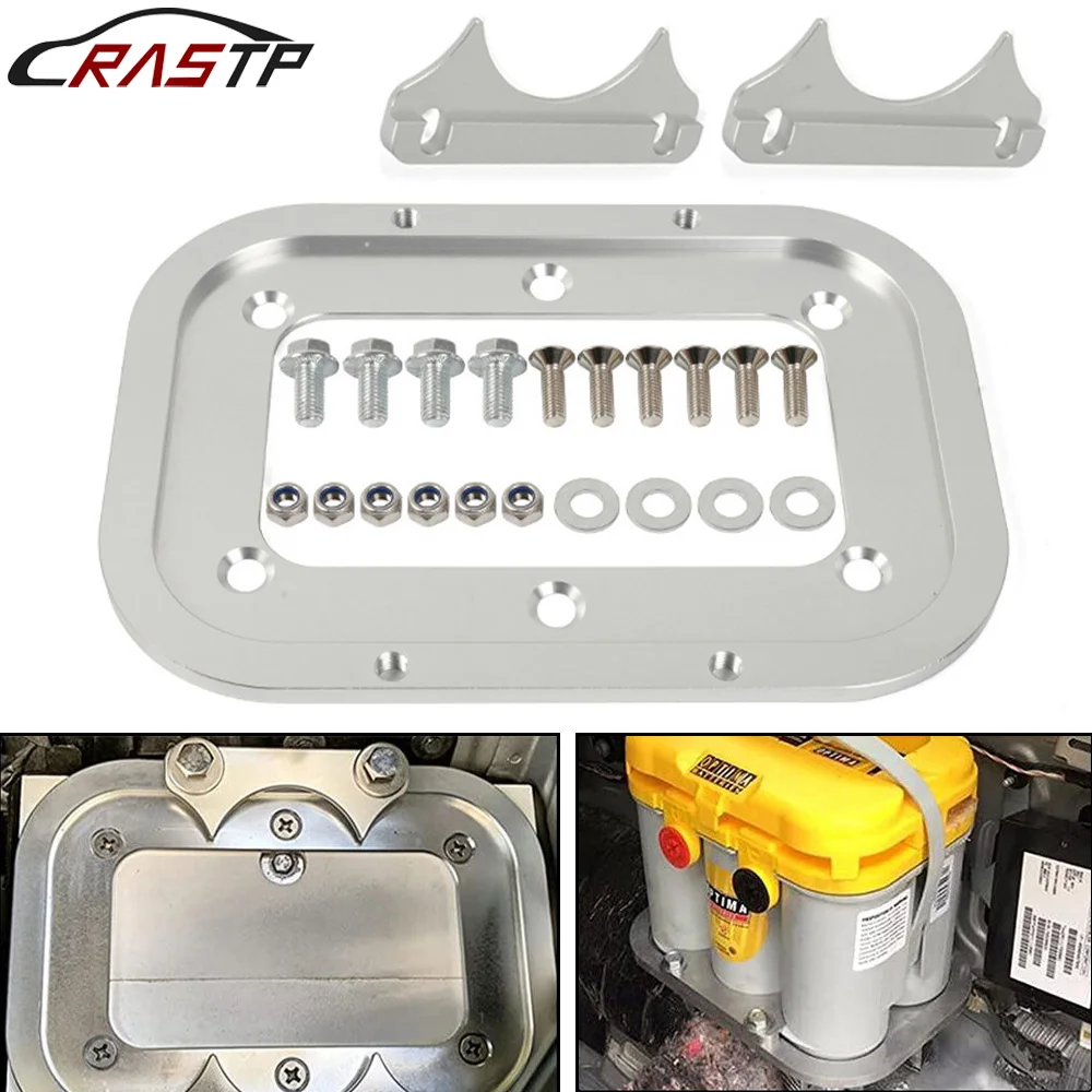 

RASTP-New Billet Battery Relocation Holder Mount Tray Hold Down Pallet Bracket For Optima 34M D34M D34 D34/78 34 34/78 RS-BTD041