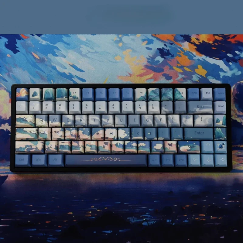 

Neon Theme Keycaps Cherry Silhouette Mechanical Keyboard Keycap PBT Thermal Sublimation Keycap Apply To 60/68/84 Custom Keycap