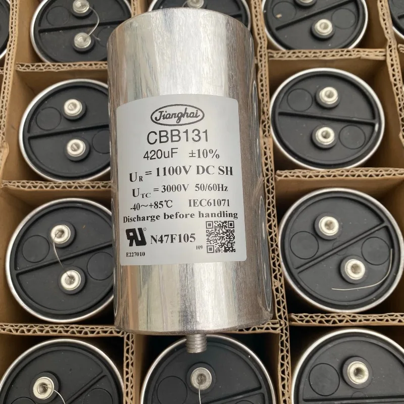 

Jianghai CBB131 High Voltage Film Capacitor 1100VDC 420UF Size 86/155