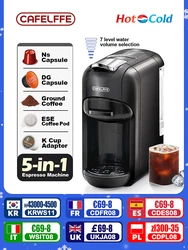 Cafelffe 5 In 1 Koffiemachine Met Meerdere Capsules Warm/Koud Dg Cappuccino Nespresso Capsule Ese Pod Gemalen Koffiecafetaria 19bar