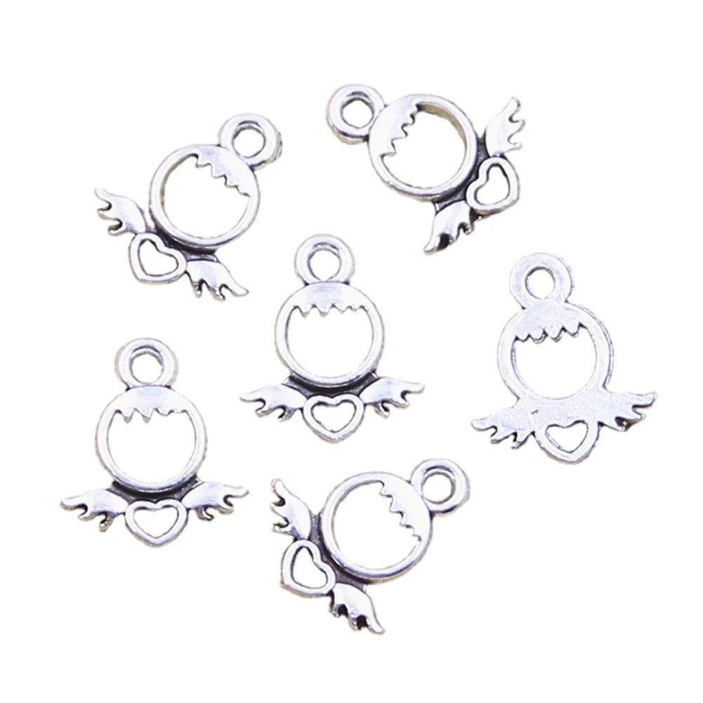 30pcs Charms Heart Angel 14x12mm Antique Silver Color Pendants Making DIY Handmade Tibetan Finding Jewelry