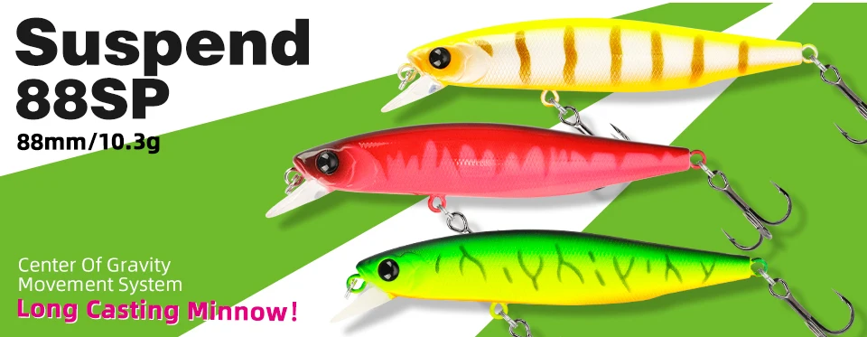 TSURINOYA 92SP Aussetzung Minnow Angeln Lockt DW78 92mm 9g 3 Haken Künstliche Harten Köder Lange Casting Hecht Köder – Detail 2