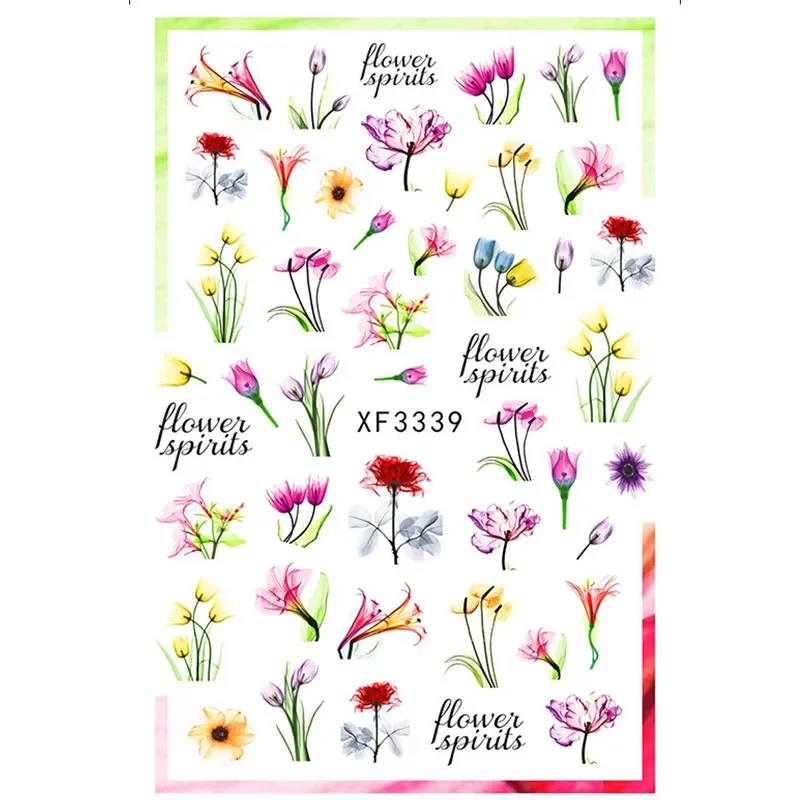 أنيقة ديزي الخريف يترك رسومات أظافر مانيكير الغراء الخلفي صائق الزينة تصميم مسمار ملصق لجمال الأظافر #4