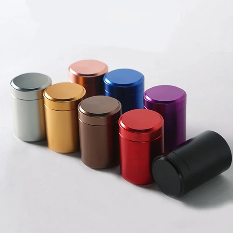 

1PC Travel Canister Portable Airtight Smell Proof Candy Bottle Herb Stash Jar Sealed Container Tea Box Mini Metal Cans