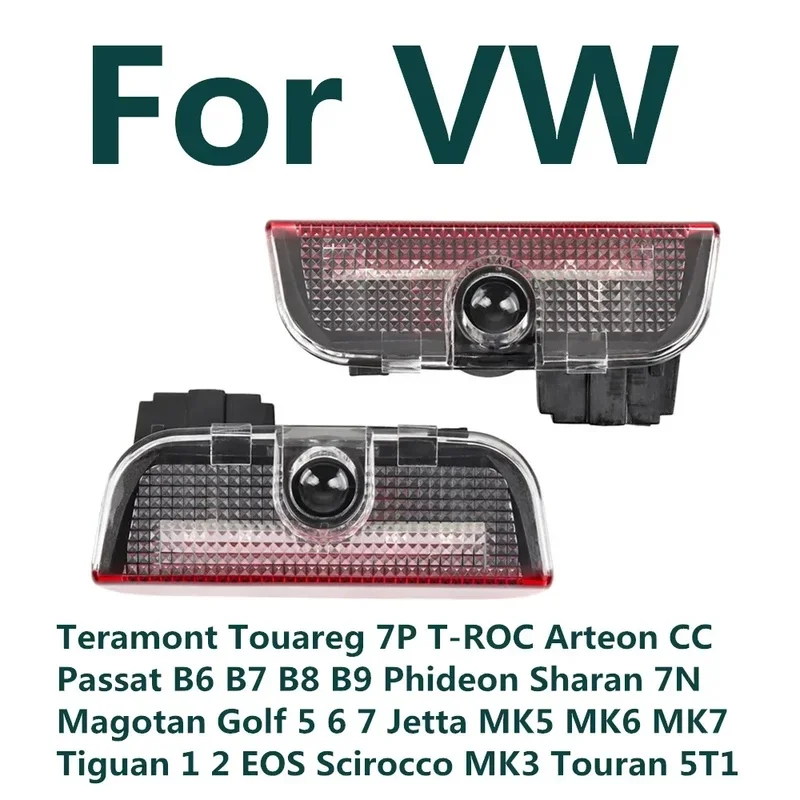 LED Car Door Warning Logo Projector Welcome Light Accessories For VW Passat B6 B7 B8 B9 Scirocco R Tiguan MK1 MK2 EOS Touran 5T1