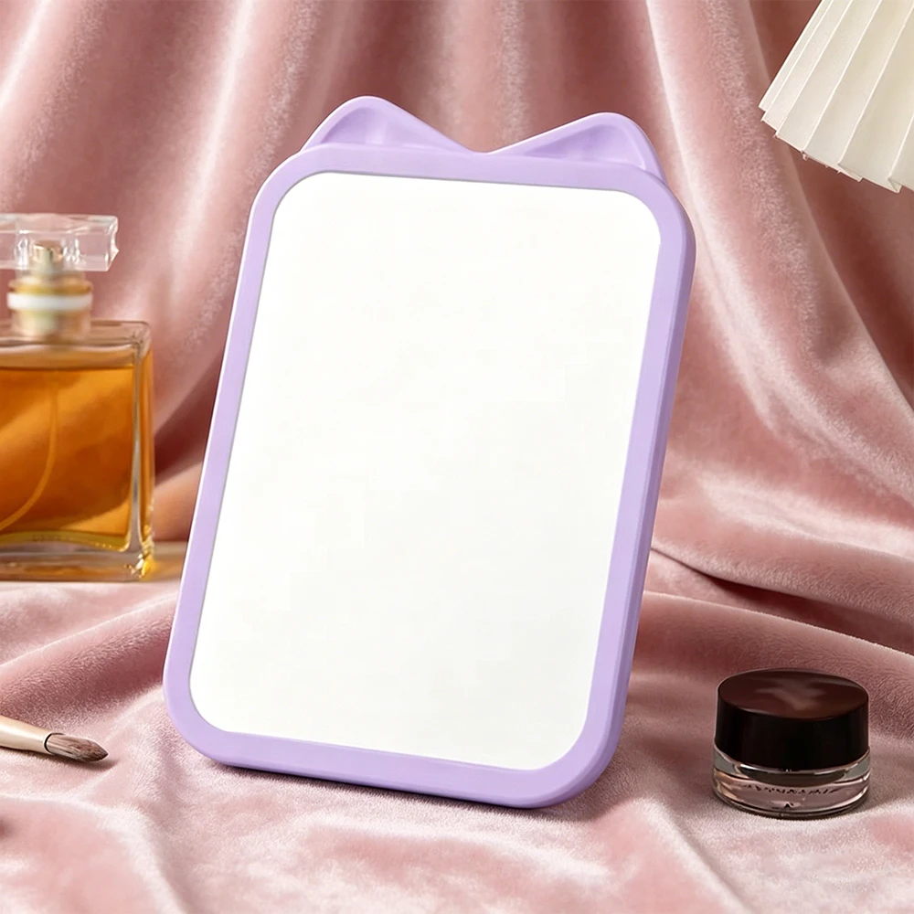 Cute Cartoon Cat Ear HD Makeup Mirror Hanging Type Desktop Single-sided Mirrors Student Dormitory Bathroom Hanging Mirror