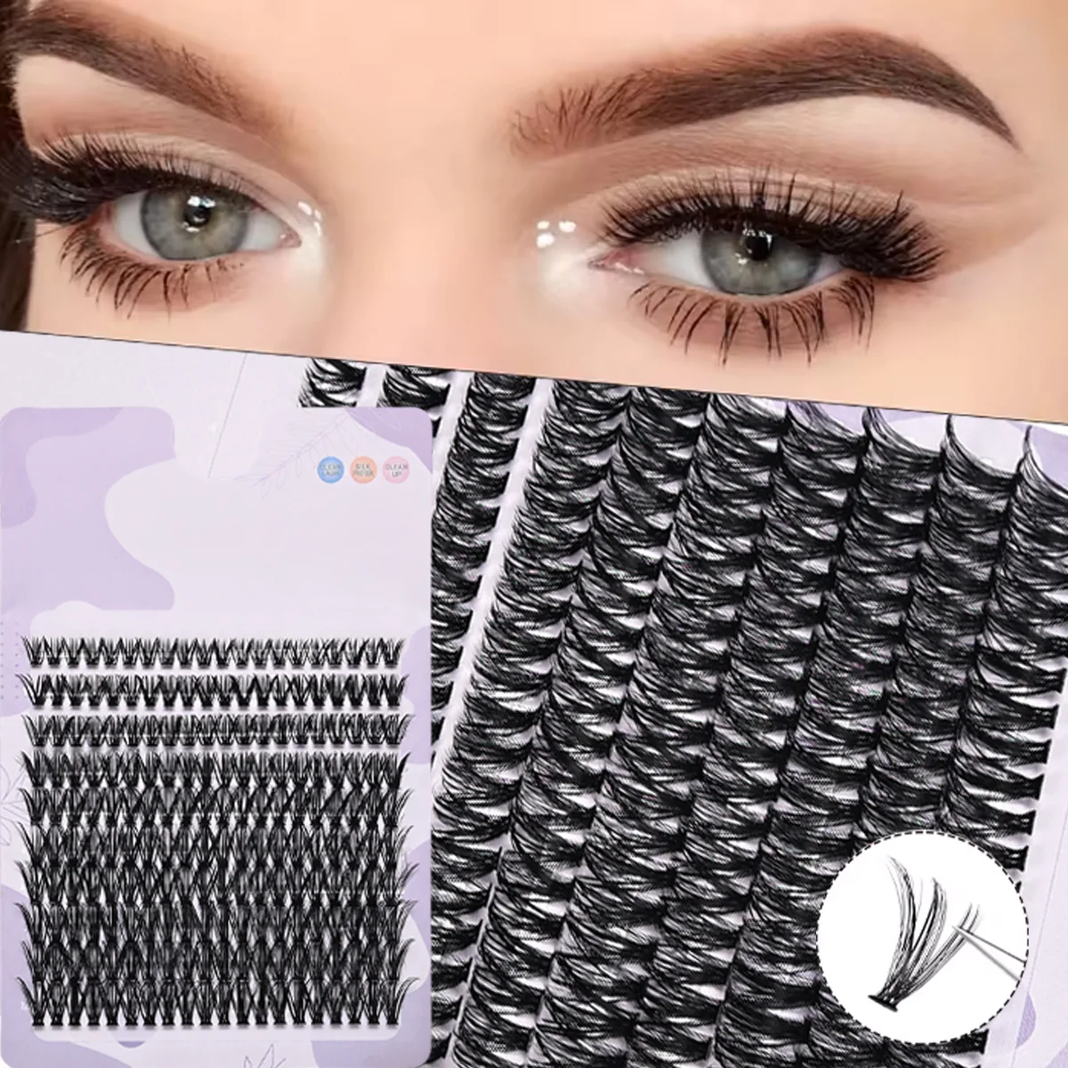 8–16 mm D-Locken, flauschige Wimperncluster, 200 Stück DIY-Wimpernverlängerung, natürlicher Look, wiederverwendbare falsche Wimpern