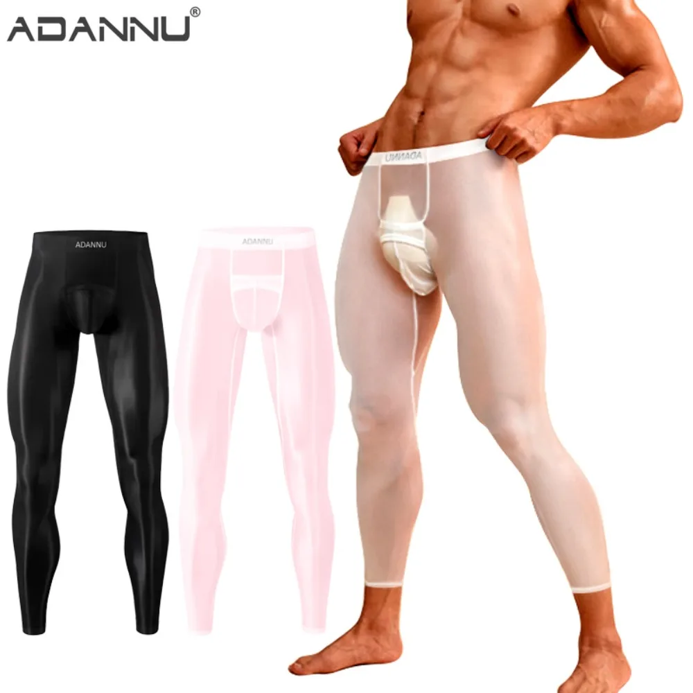 Men's Warm Ultrathin Bottoming Pants Quick Dry Sports Running Super Transparent High Elastic Men Fahsion Leggings Comfortable