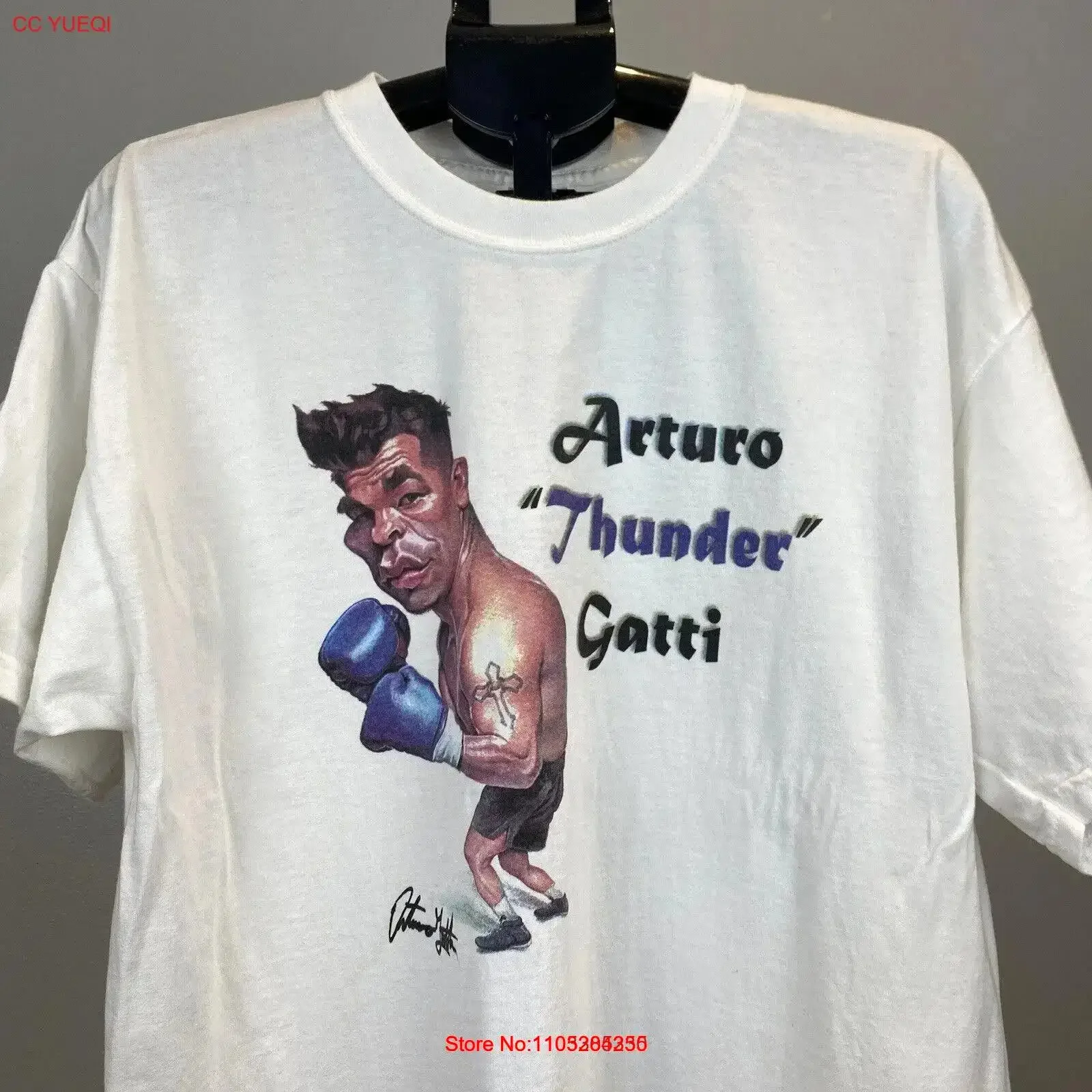 Camiseta Vintage de los 90s y 2000s con Caricatura de Arturo Thunder Gatti, Talla XL, WBC, Estilo Vintage Lavado, para Hombre, para Uso Diario, a la Moda