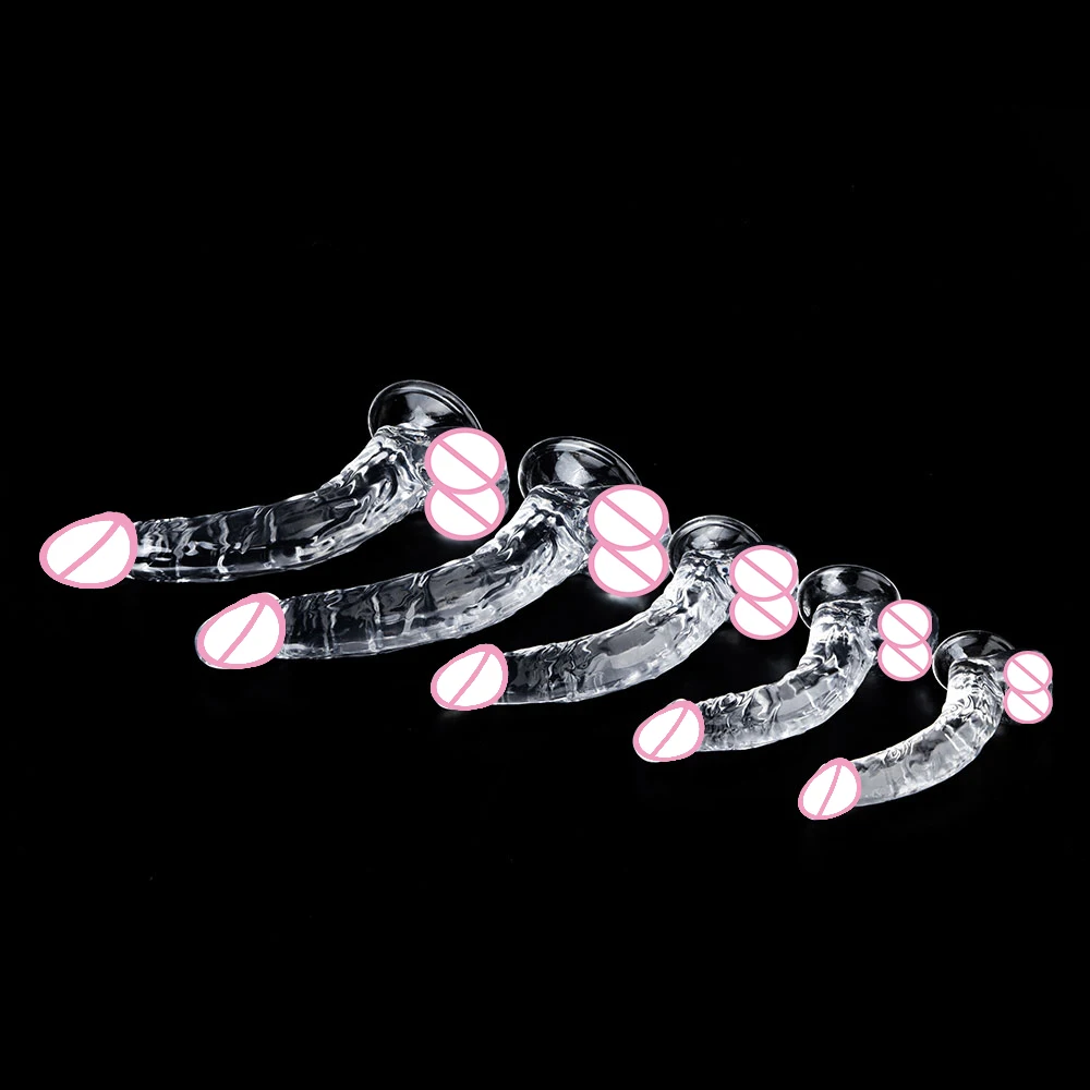5 Sizes Curved Dick Realistic Big Jelly Dildo Anal Plug Women for Vaginal G spot Stimulator Men Anus Dilator Lesbian Masturbator view 4