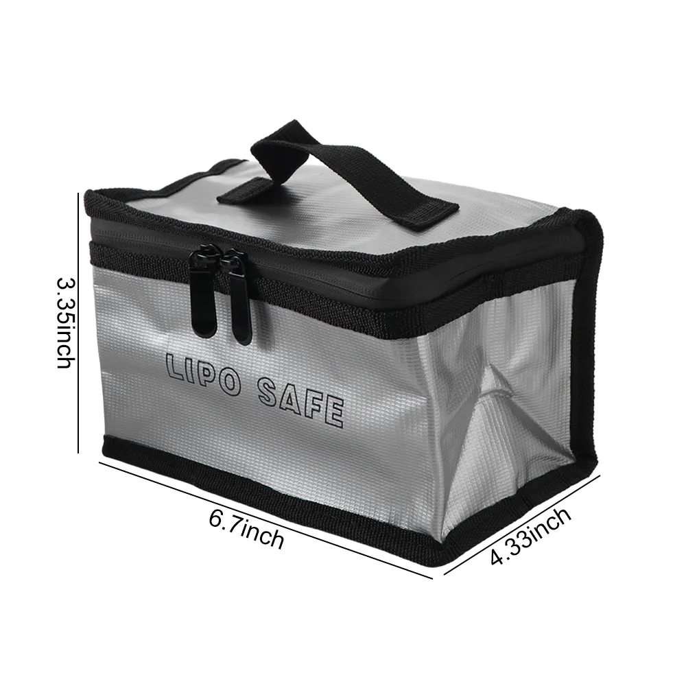 

Portable Lipo Safety Bag Waterproof Explosion-Proof Battery Fireproof Handbag Double Zipper Top Handle Lipo Protective Case