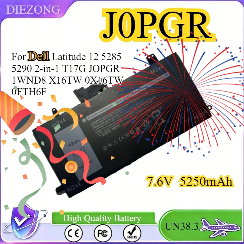 J0PGR Laptop Battery Replacement For Dell Latitude 12 5285 5290 2-in-1 T17G JOPGR 1WND8 X16TW 0X16TW 0FTH6F