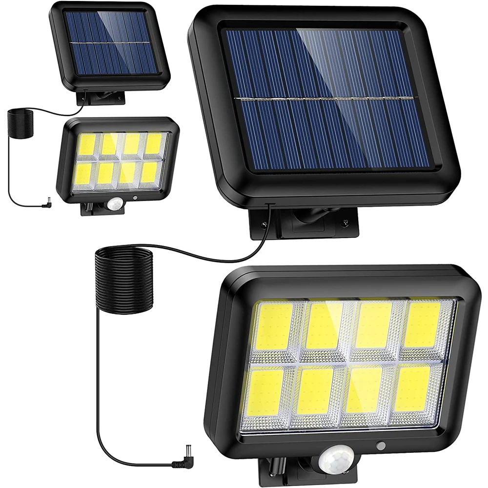 Projecteur de sécurité à capteur de mouvement filaire à LED, applique murale solaire, étanche IP65, extérieur, garage, jardin, cour, passerelle