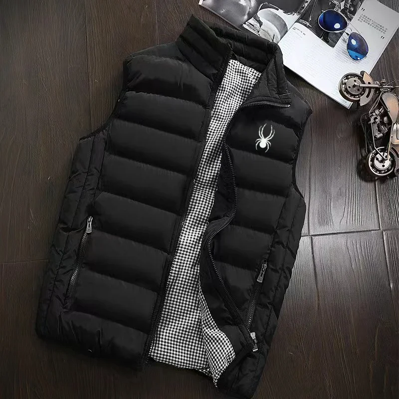 2025 new men's brand high-quality warm vest, autumn and winter luxury fashion brand, sleeveless outdoor windproof jacket