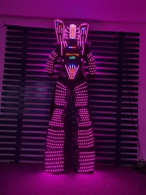 Cool sense of technology   helmet LED Robot suit with screen in Chest   David Guetta Kryoman nightclub costume