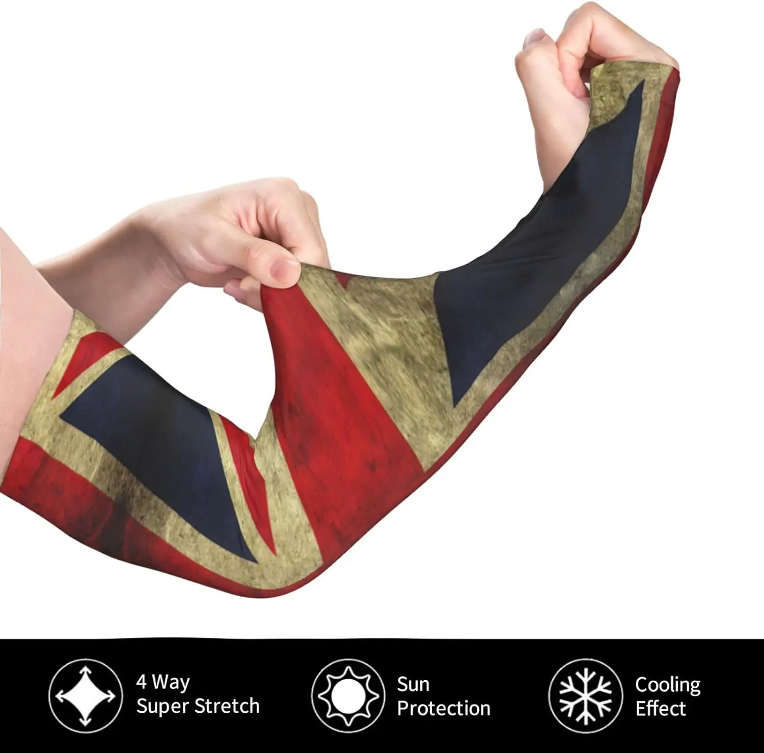 Mangas de enfriamiento con estampado de bandera británica Mangas de brazo de enfriamiento para cubrir el brazo que enfrian deportes al aire libre
