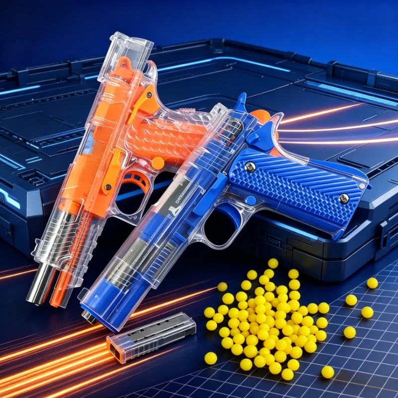 Simulation M1911 Toy Gun, Empty Chamber Hanging, Quick Disassembly, Lower Magazine BB Bullet Toy for Boys Kids