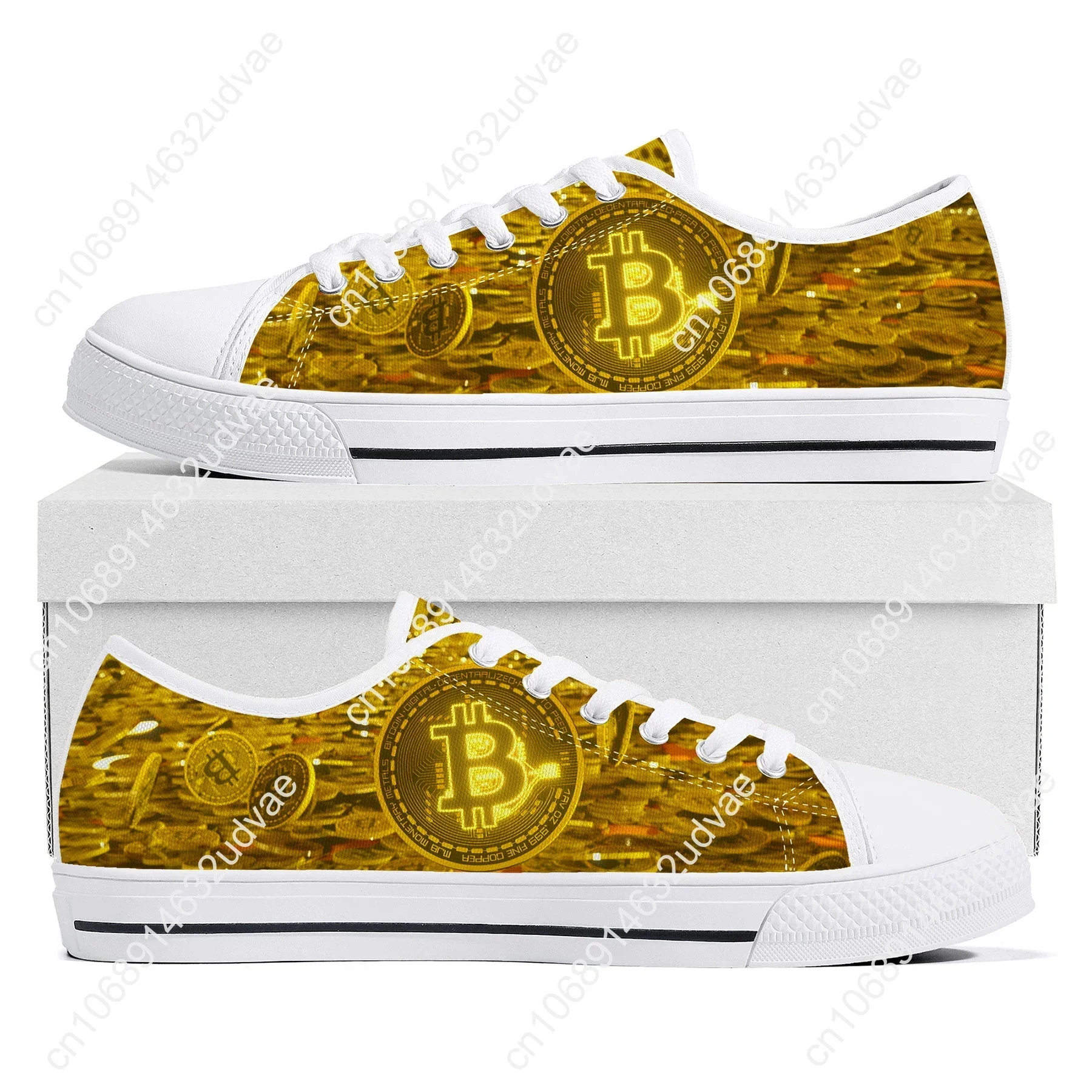

Bitcoin Cryptocurrency Miner BTC Coin Low Top Sneakers Mens Womens High Quality Canvas Sneaker Couple Shoes Custom Shoe