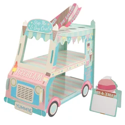 Ice Cream Truck Cake Display Rack Premium Paper Car Stand Wedding Party Van Cupcake Holder Chocolate Fruit Pastry