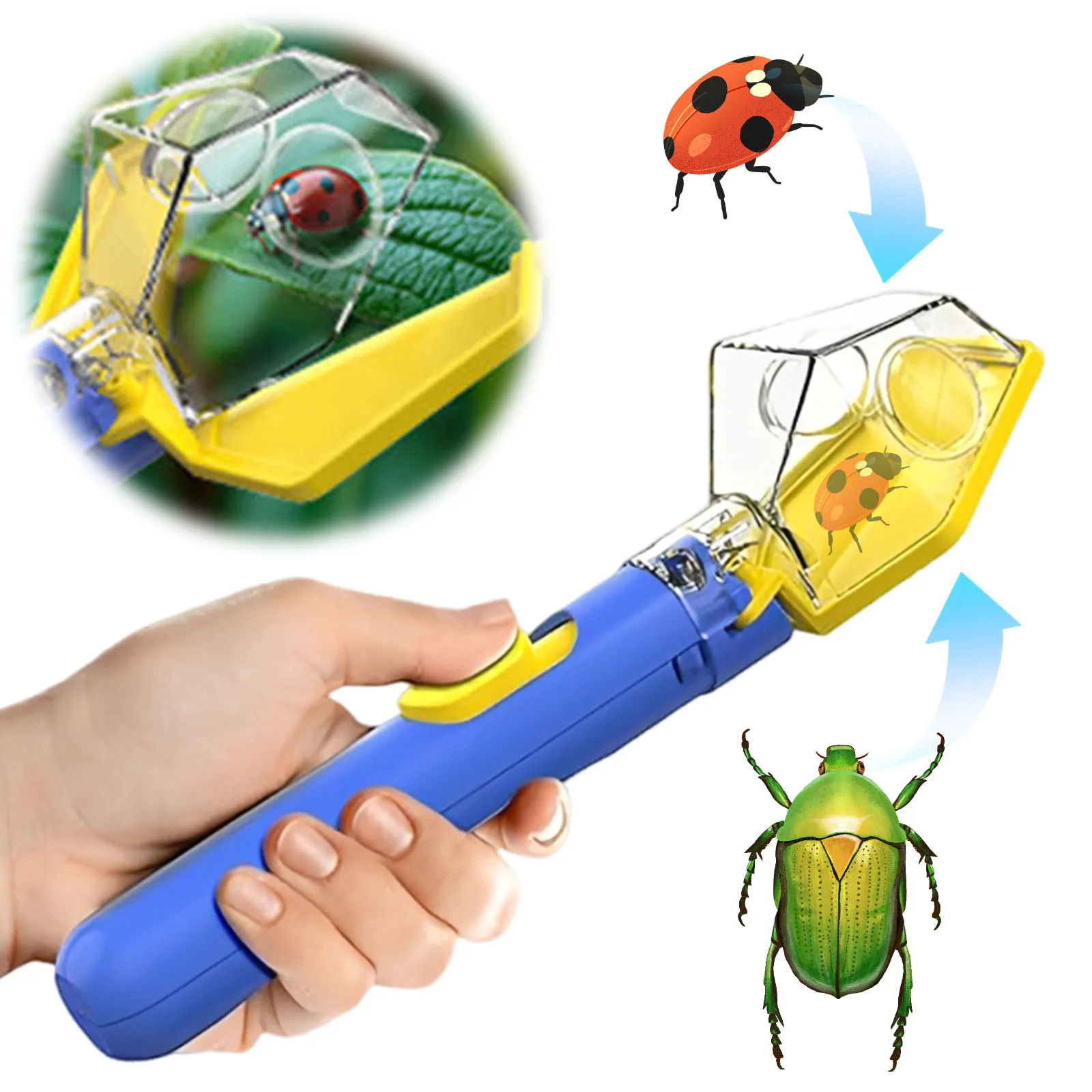 Multifunctional Portable Insect Catcher Push Type Transparent Observer Box Bug Catcher with Magnifying Glass & Comfortable Grip