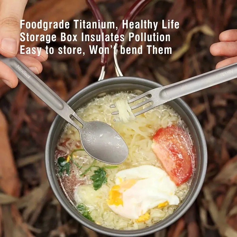 Pure Titanium Fork-Spoon Utensil Set Outdoor Fork Spoon Set Western Tableware Portable Fruit Fork Portable for Camping