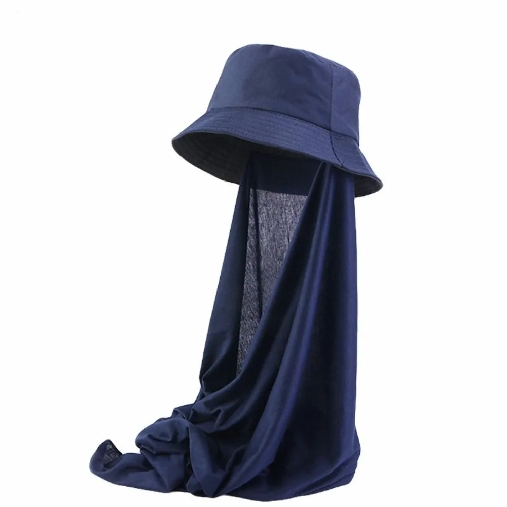 

Comfortable with Headscarf Scarf Bucket Hat Sun Protection Solid Color Sun Turban Caps Breathable Fisherman Hat Women