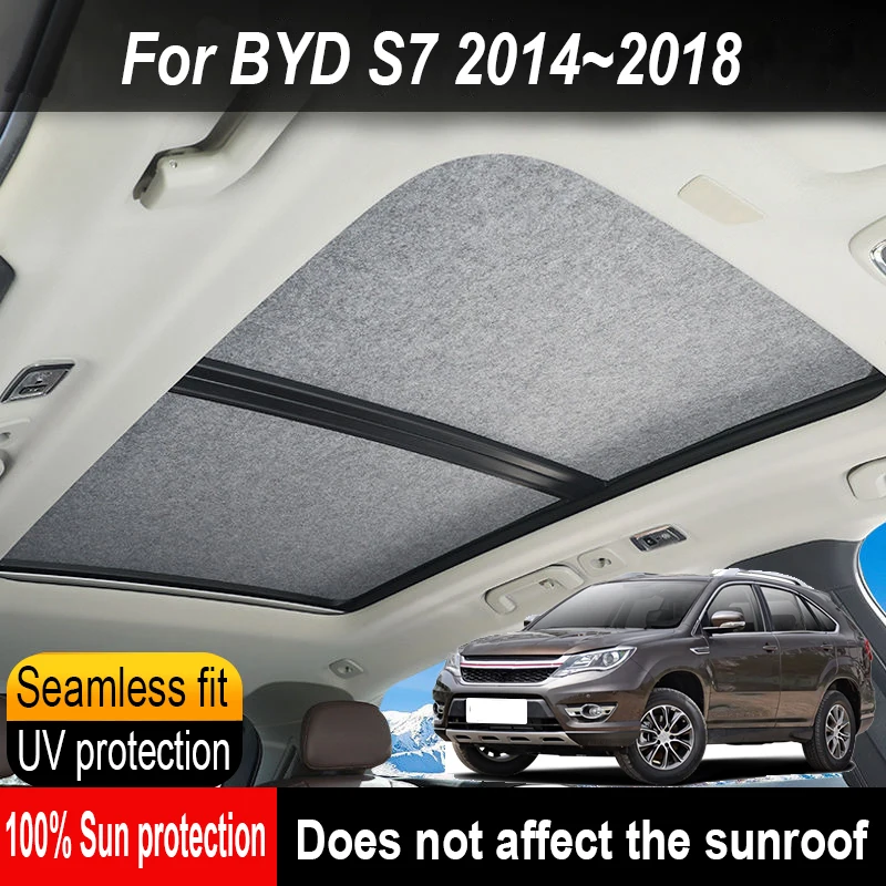 Car Sunroof Insulation Roof Visor For BYD S7 2014~2018 17 Sun Protection Anti-UV Electrostatic Adsorption Sky Curtain Sunshade