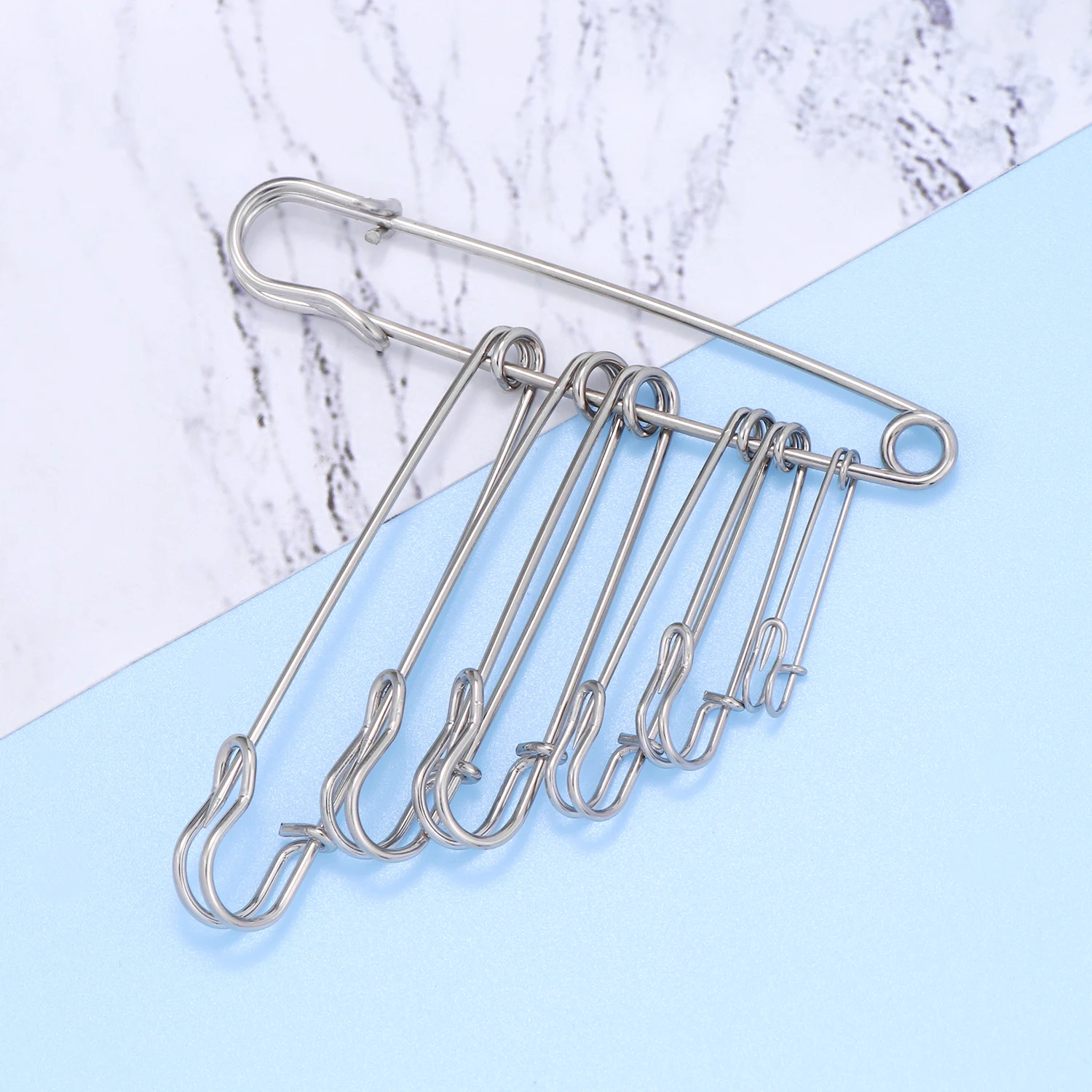 20pcs/lot Large Metal Pin Safety Pins length 50mm Brooch Pins Spring Lock Fasteners DIY Sewing Tools Apparel Accessories