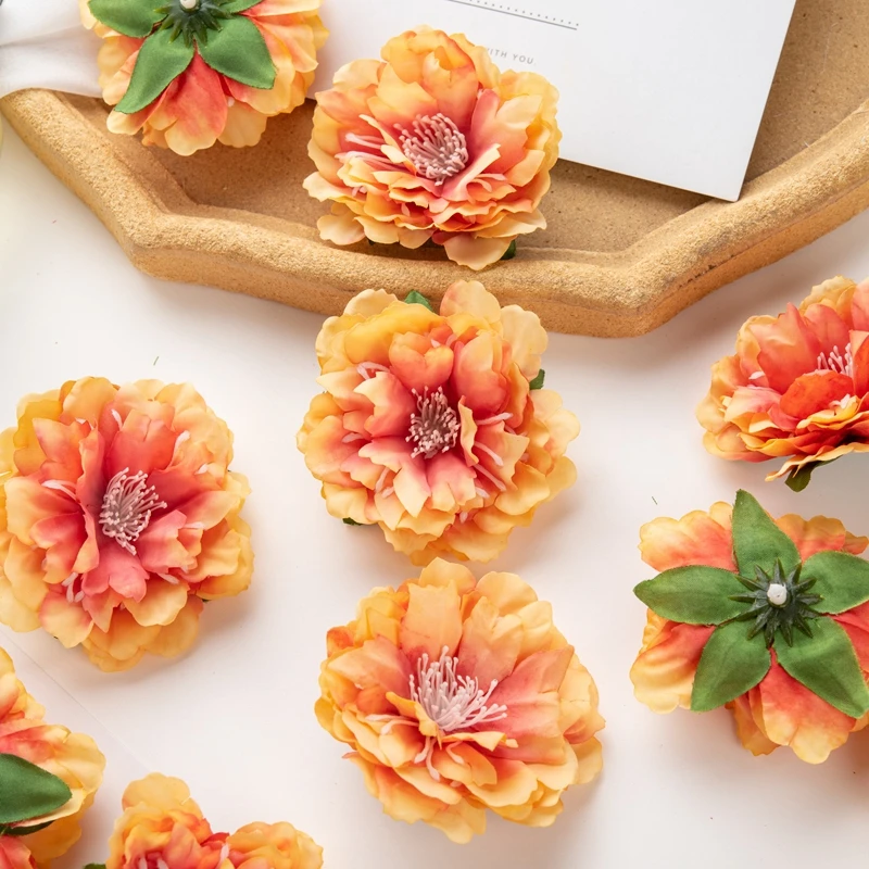 10 Stück Künstliche Seiden-Pfingstrosenblumen für Scrapbooking, DIY, Kunsthandwerk, Staubknospen für Heim-, Party-, Hochzeitsdekoration, Garten, Weihnachten – Detail 2