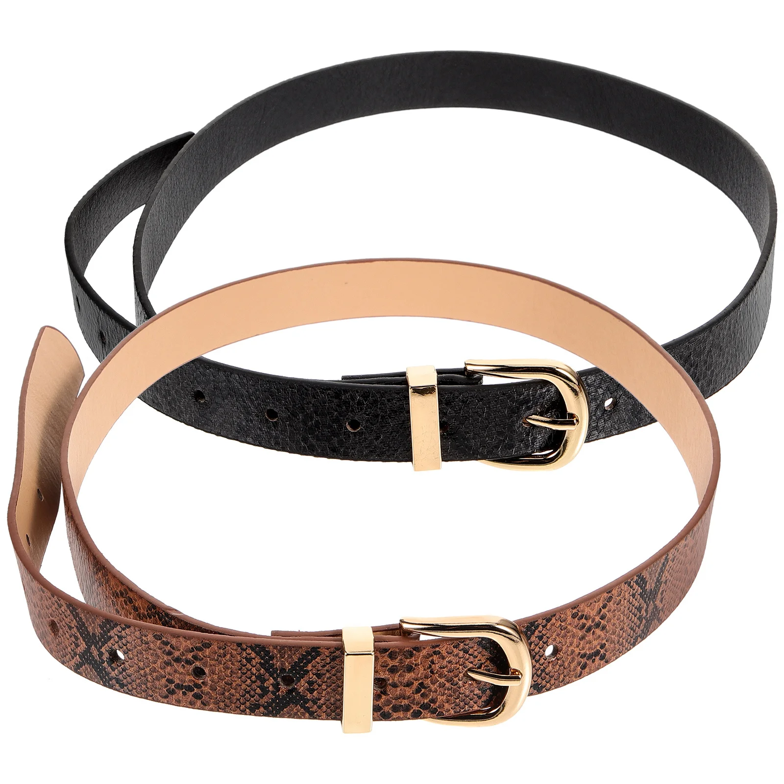 

1Set Snakeskin Pattern Waist Belts Black Khaki Buckle Adjustable Fashion Woman Waistbelt Decorative Clothes Dress Accessories