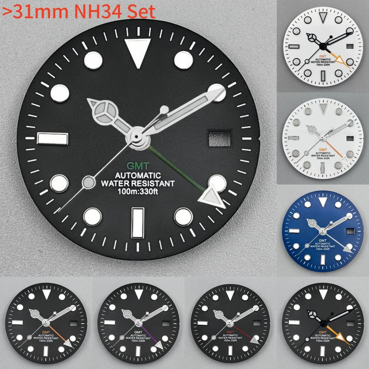 Luminous Dial Face - 31mm Rot Grün Orange GMT Uhrenzifferblatt