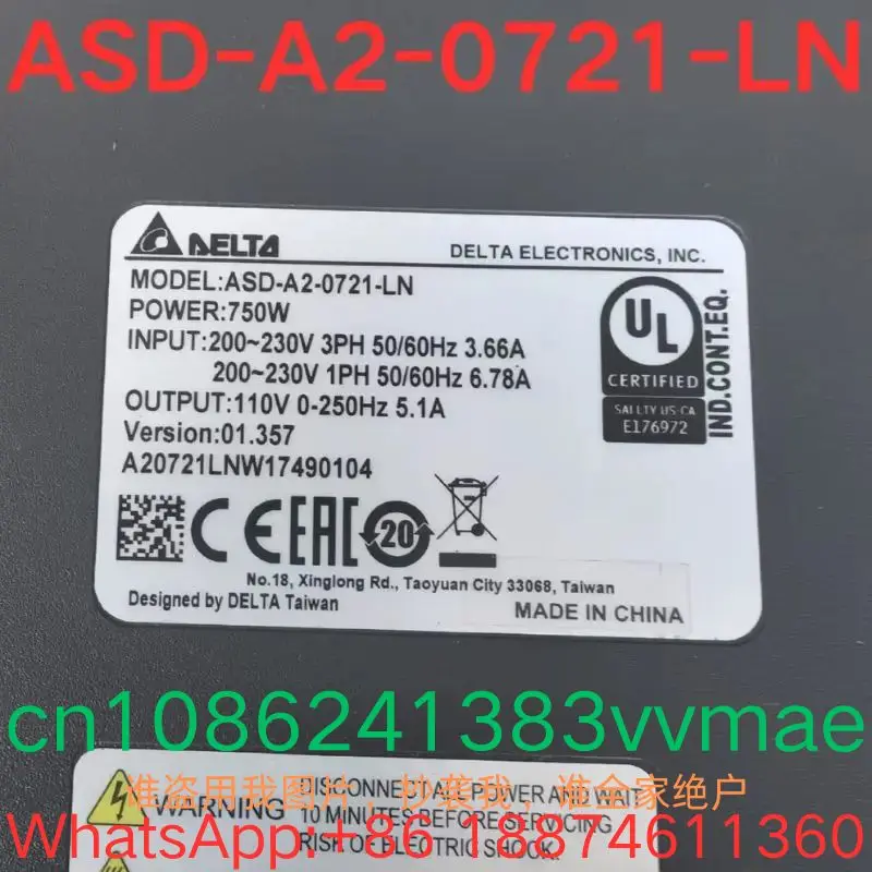 Second-hand test OK, Servo Driver ASD-A2-0721-LN