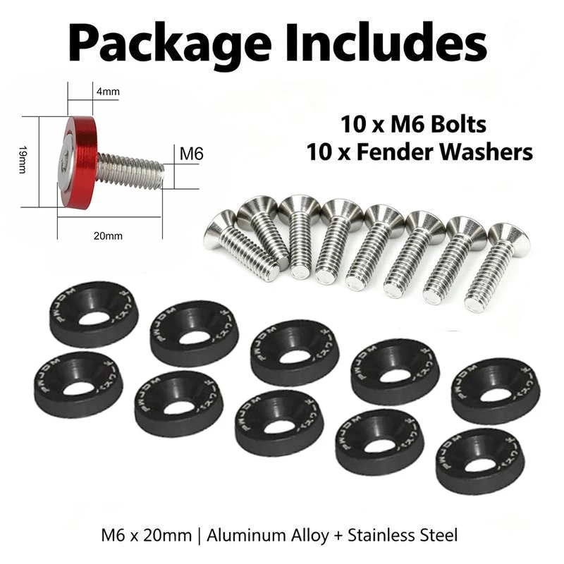 DIY Fasteners Screws M6 Car Modified Fasteners Fender Washer Bumper Engine Concave Screws Car Styling Gasket License Plate Bolts
