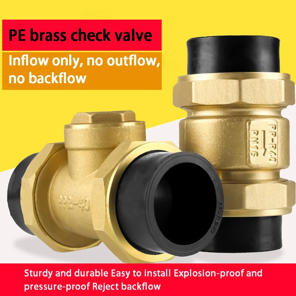 PE water supply pipe check valve copper horizontal vertical double live one-way valve tap water pipe check valve 4 points -2 inc