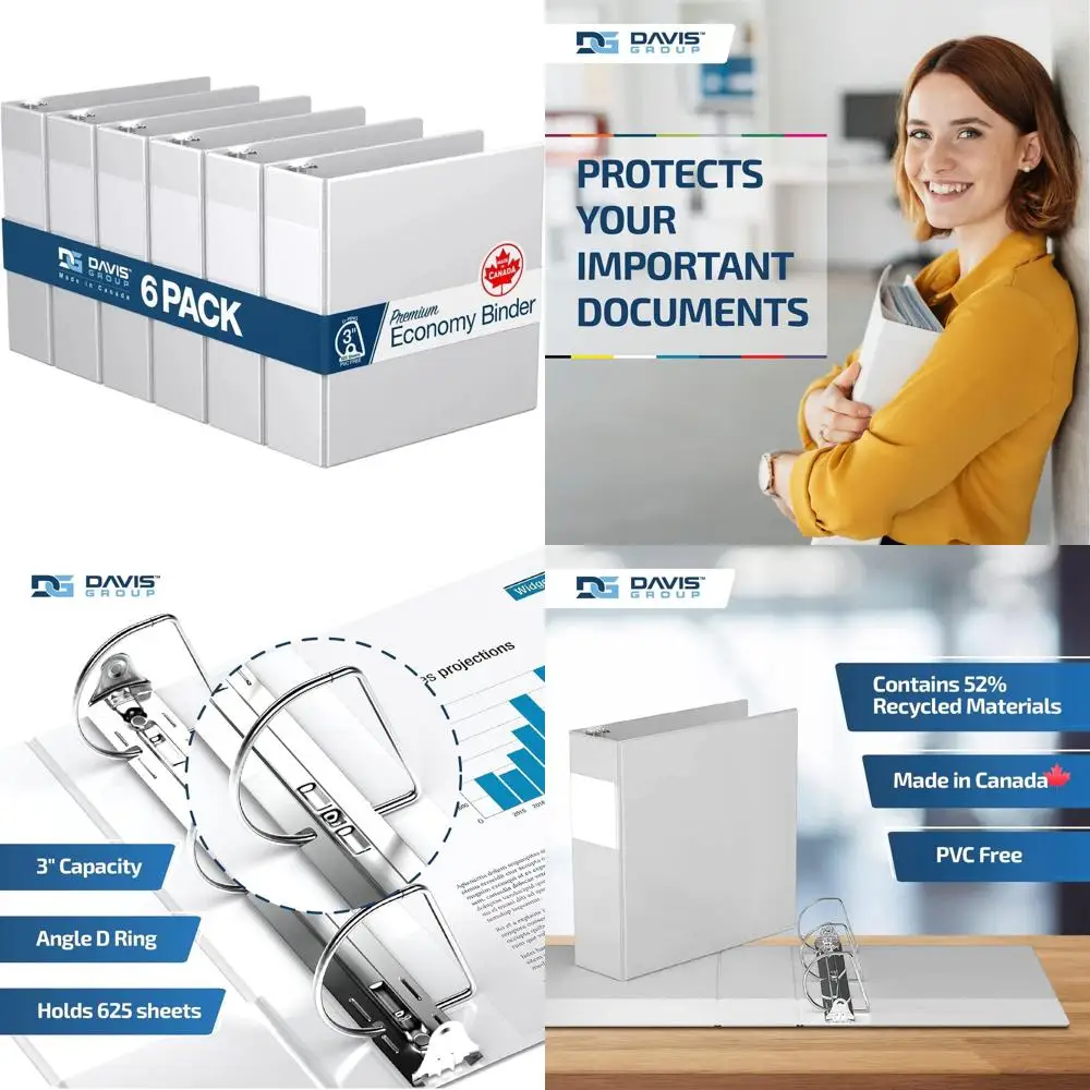 

3-Inch White D-Ring Binders for Premium Economy, School, and Office Use