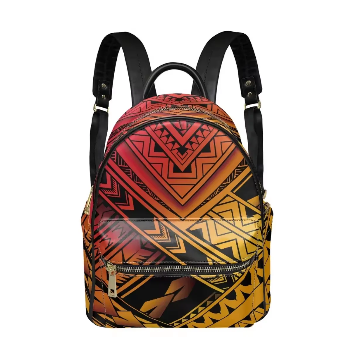 1 MOQ Custom Pacific Island Design Double Shoulder Strap Waterproof Computer Bag Women Durable Zipper PU Leather Travel Bag