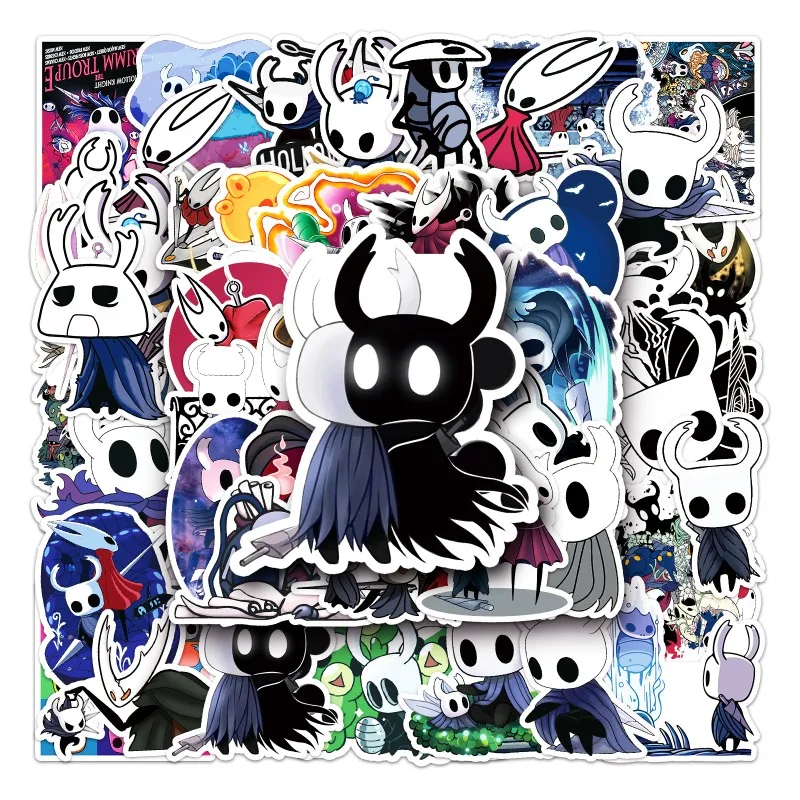 Hollow Knight Jogo Periférico Dos Desenhos Animados Graffiti Adesivos, Impermeável, Decorativo, Copo de Água, Laptop, Mala, Desktop, 50Pcs