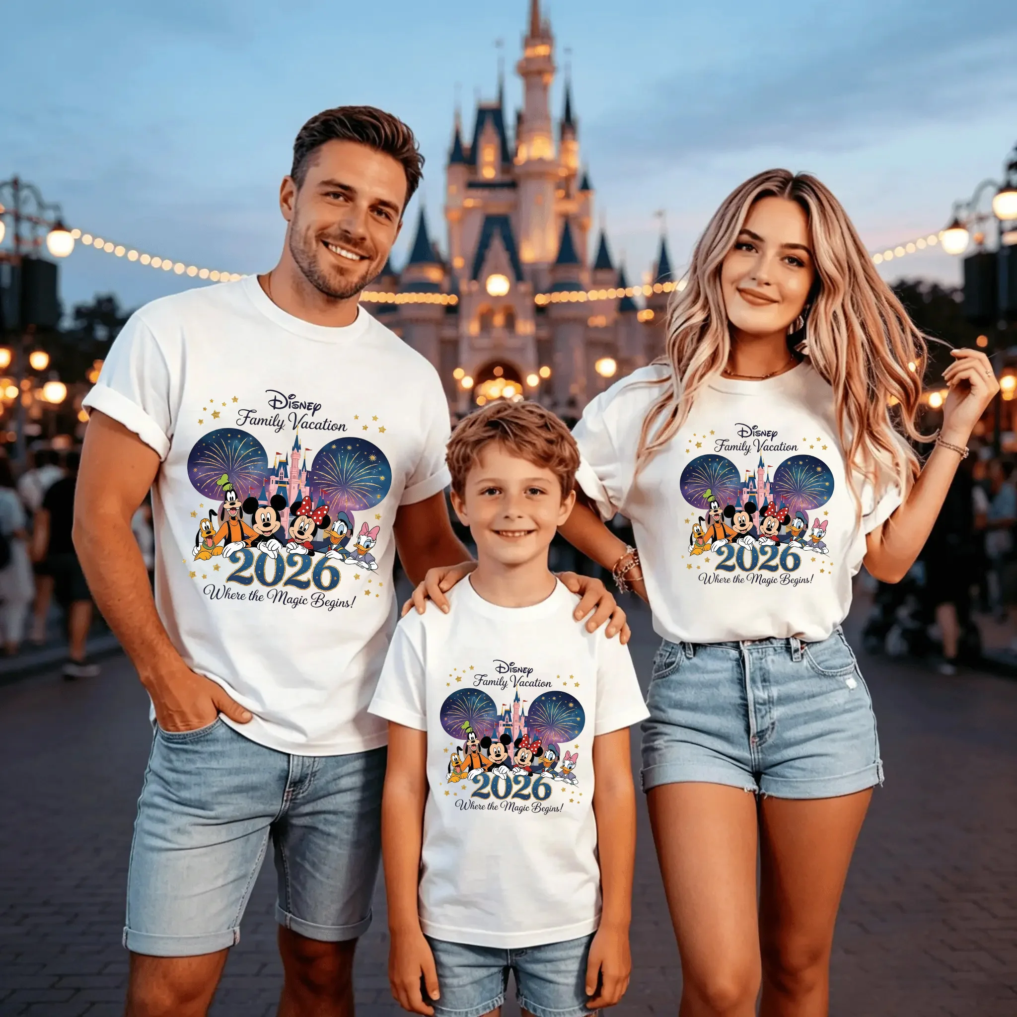 2026 Family Vacation Disney Magic Castle Tees Matching Cartoon Mouse Family Tops Where Magic Awaits Short Sleeve Shirts