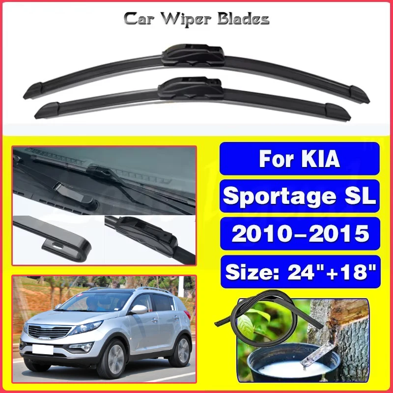 

For KIA Sportage SL 2010-2015 Car Front Wiper Blades Soft Rubber Windscreen Wipers Auto Windshield 24"+18" Car Accessories