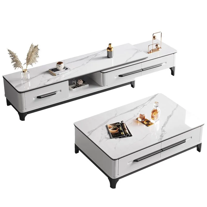Rock slab coffee table TV cabinet combination modern simple e****mical small apartment retractable