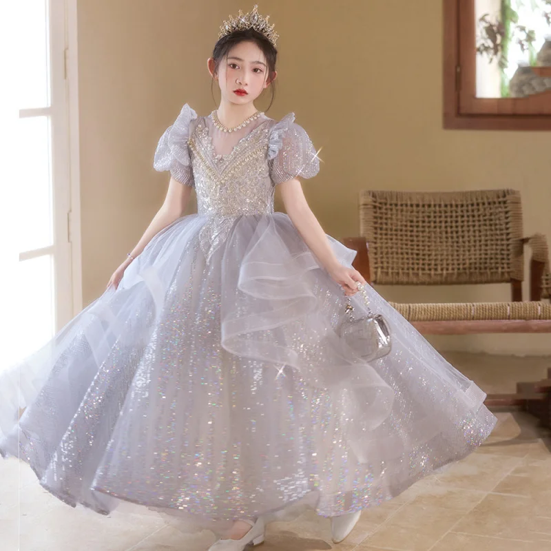 Girls' Stunning Birthday Dress Flower Girl Wedding Princess Dress High-End Light Luxury Niche Children's Host Piano Performance