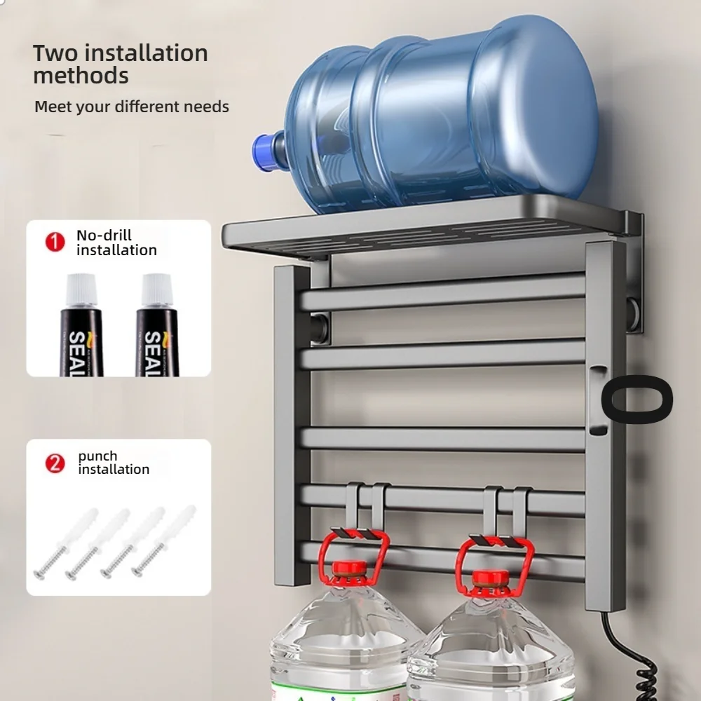 Luxury aluminum modern electric bathroom towel rack Heated drying rack with heating function