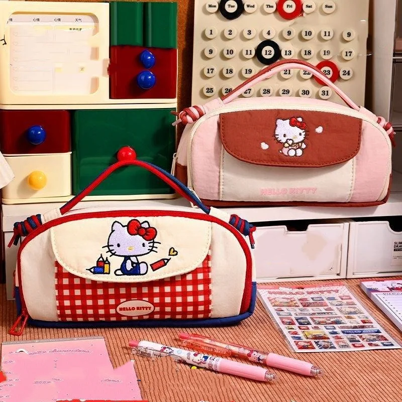 Cute Hellokitty Pencil Case For Students Study Stationery Portable Travel Small Cosmetic Bags Storage Bags Gifts For Girls