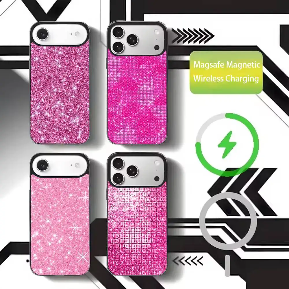 

Dazzling Pink GIRL G-Glitter Phone Case For iPhone17,16,15,14,13,12,11 Plus,Pro Max Magnetic For Magsafe Wireless Charging