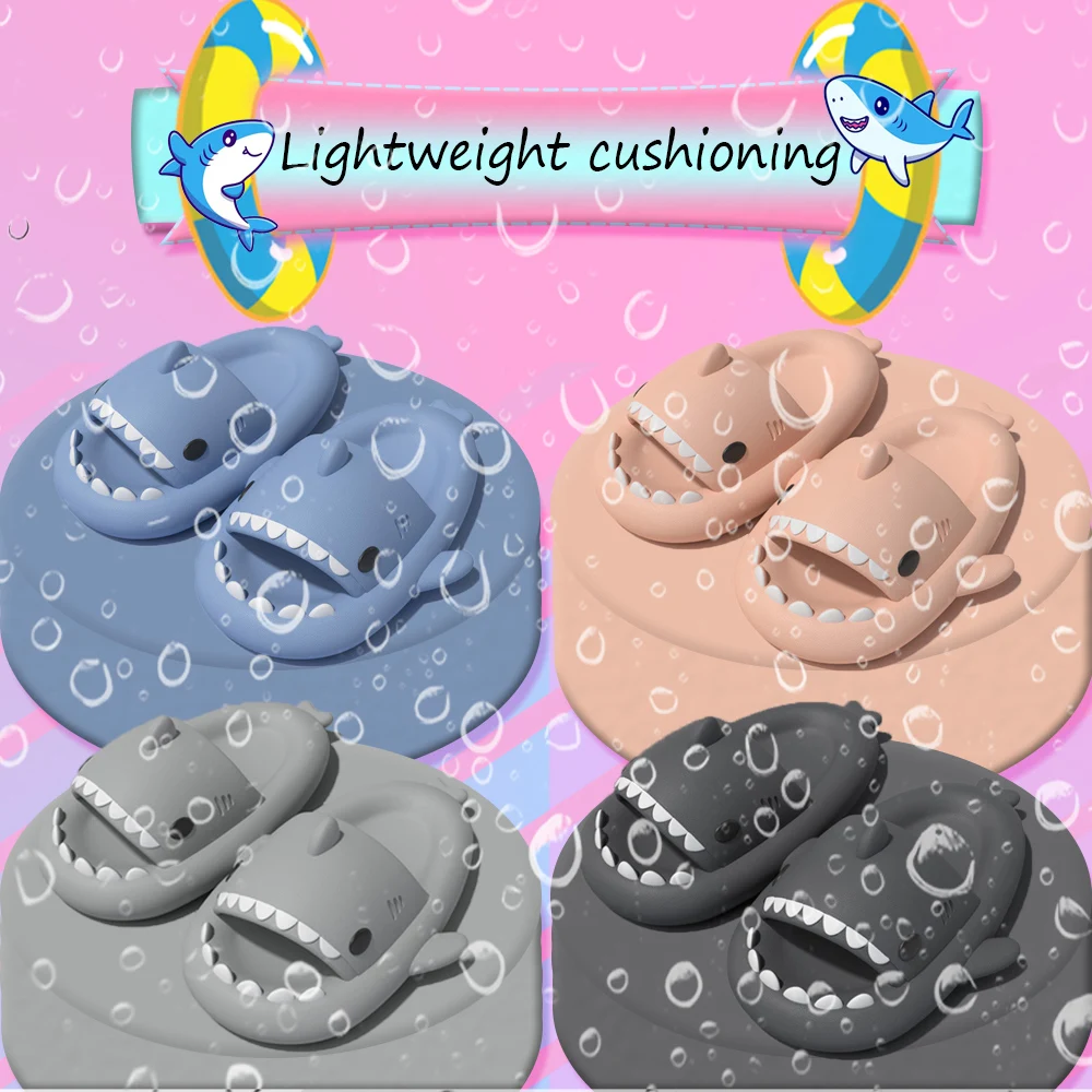 Summer Shark Slippers EVA Flip Flops Unisex Non-Slip Indoor Outdoor Slides Cute Beach Shoes for Men Women Girls Boys